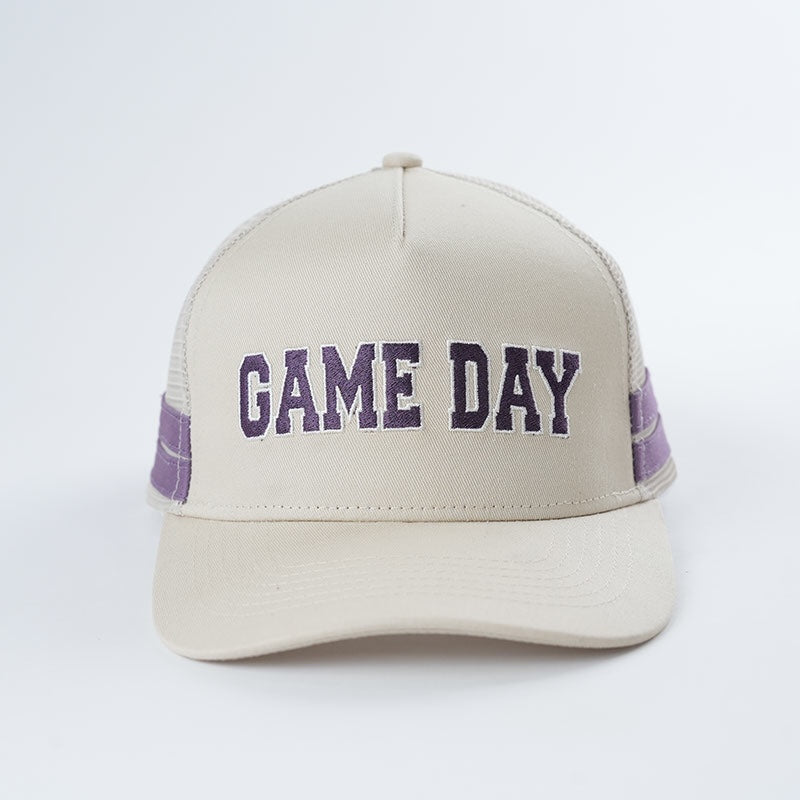 Embroidered Game Day Double Stripe Trucker Hat
