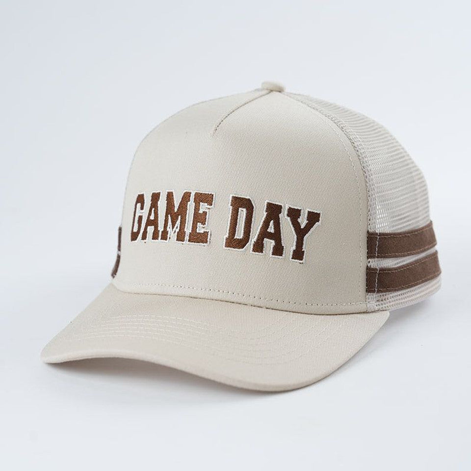 Embroidered Game Day Double Stripe Trucker Hat