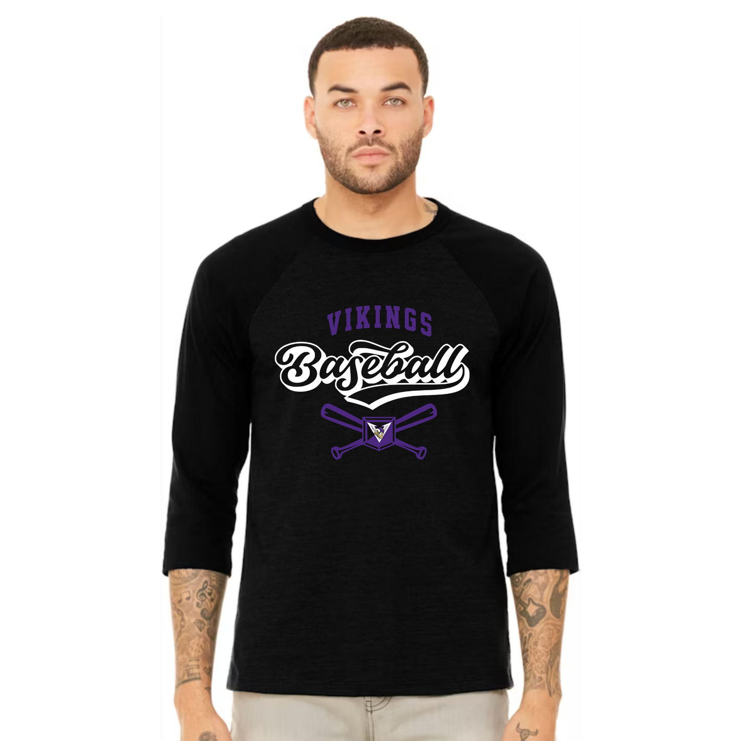NK baseball swoosh logo - Unisex 3/4-Sleeve Baseball T-Shirt