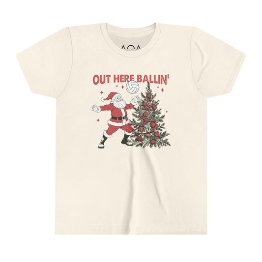 Youth Out Here Ballin' Volleyball Christmas Tee