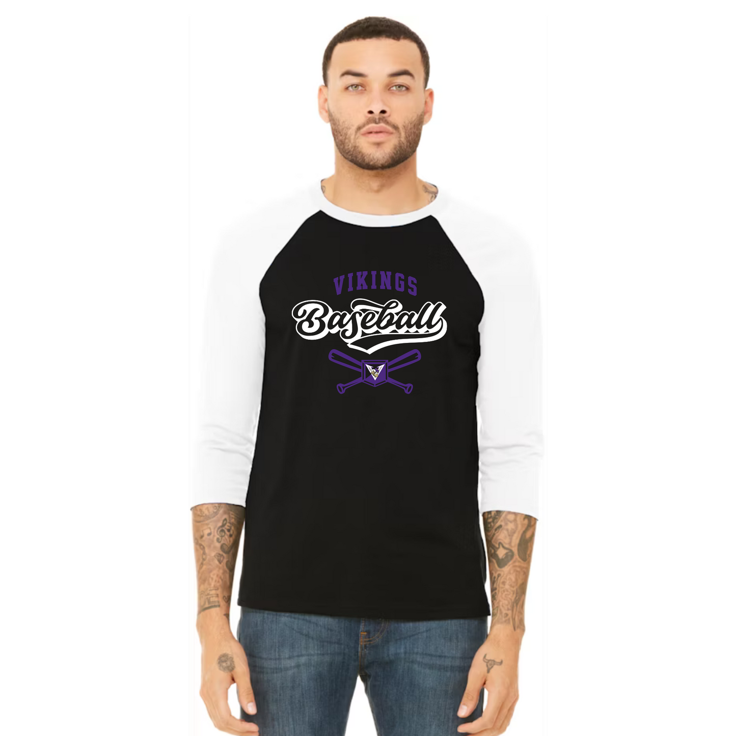 NK baseball swoosh logo - Unisex 3/4-Sleeve Baseball T-Shirt
