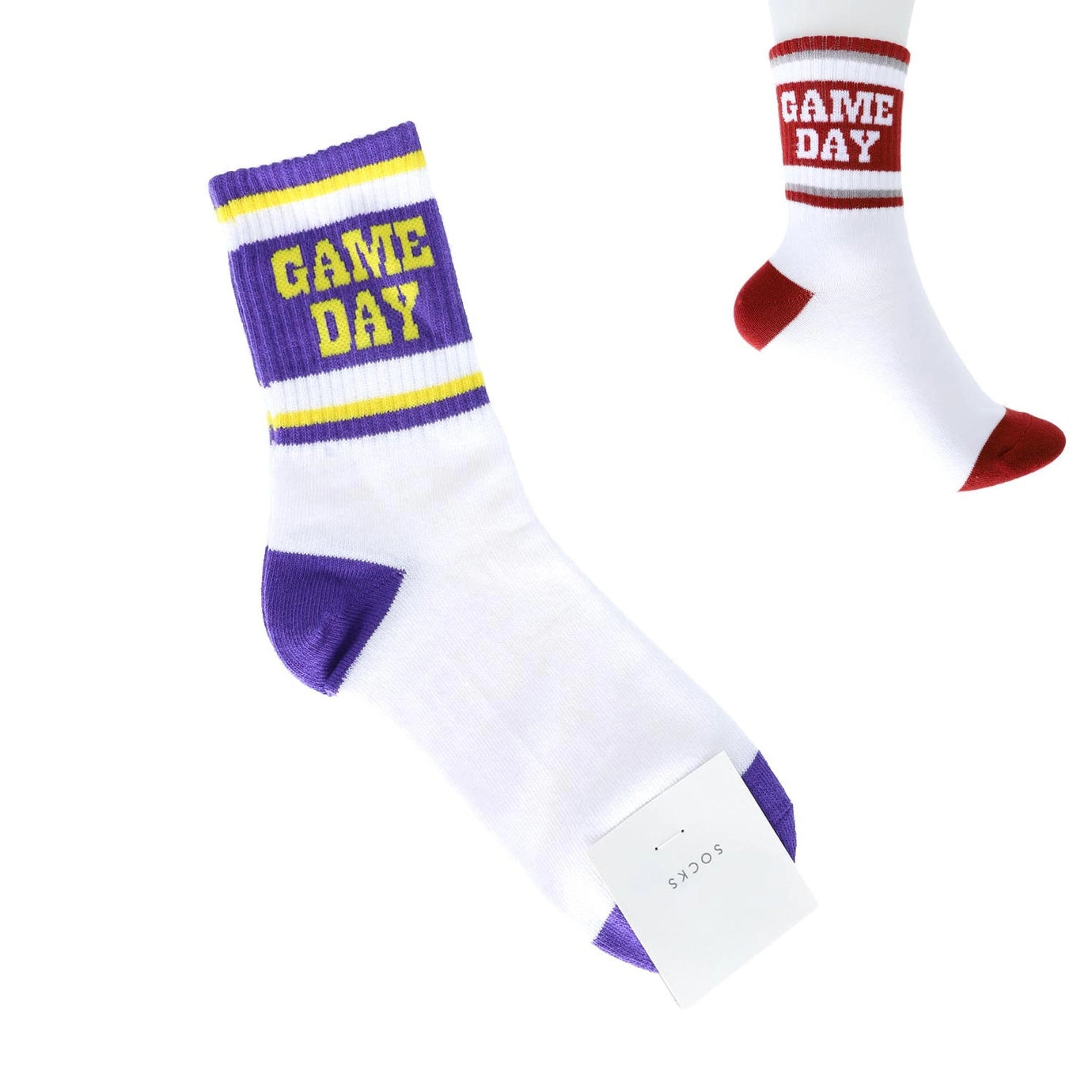 "Game Day" Stripe Cotton Knit Crew Socks