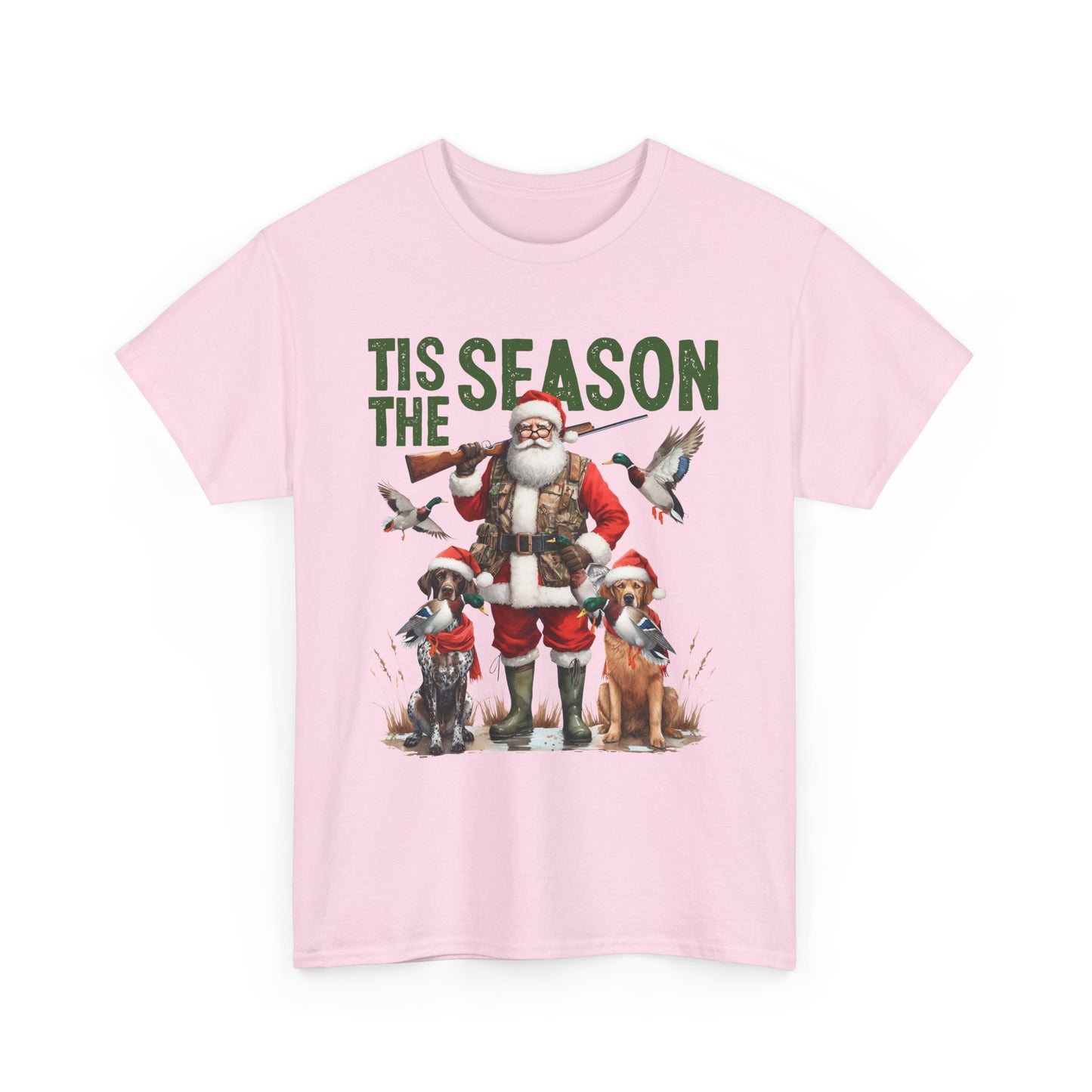 Christmas Hunting Unisex Tee - Festive Santa & Hunting Dogs Design