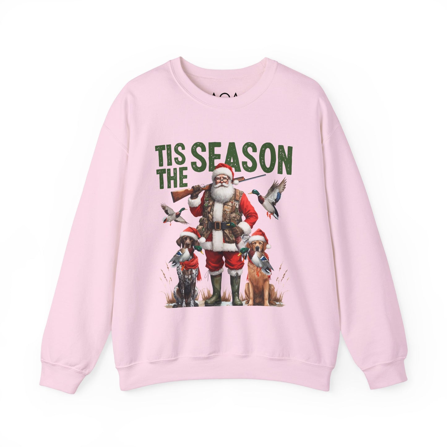 Christmas hunting-themed Crewneck featuring Santa and hunting dogs