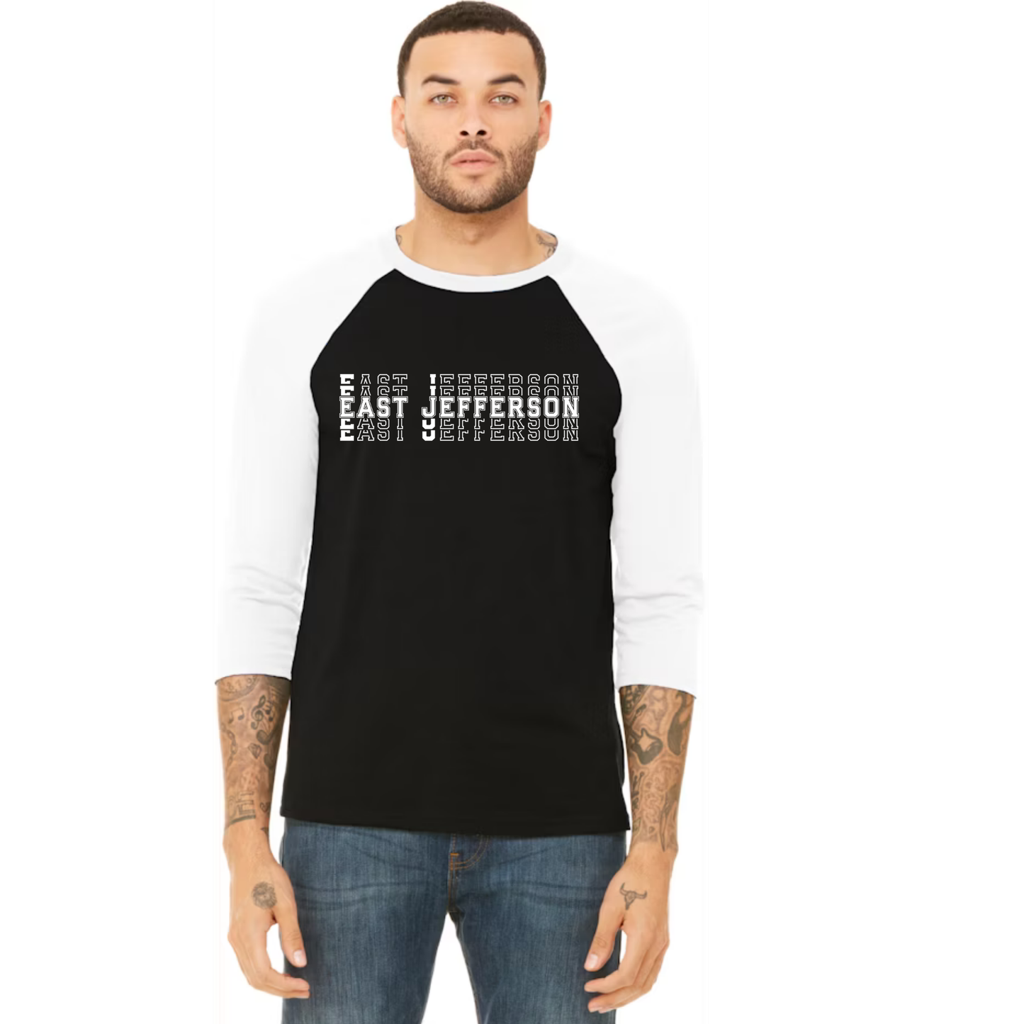 EJLL Stack Logo- Unisex 3/4-Sleeve Baseball T-Shirt