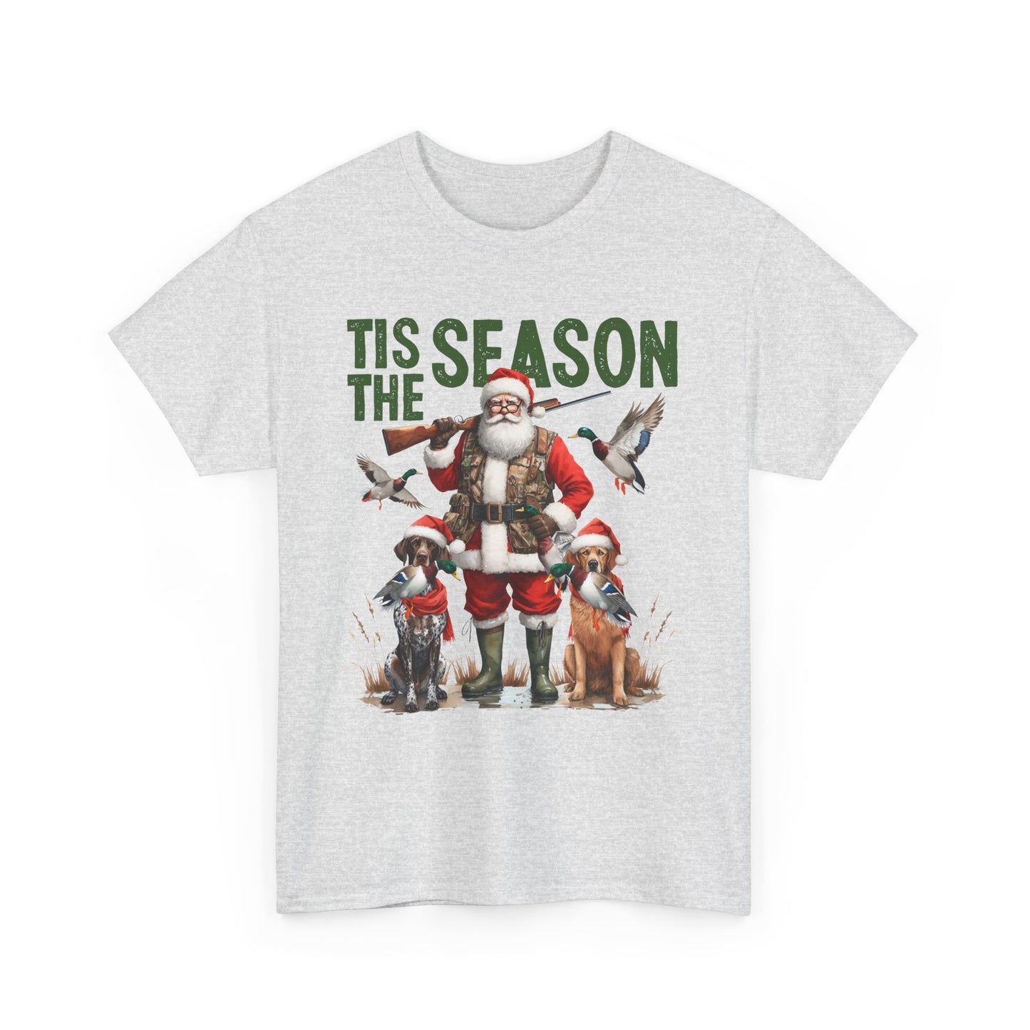 Christmas Hunting Unisex Tee - Festive Santa & Hunting Dogs Design