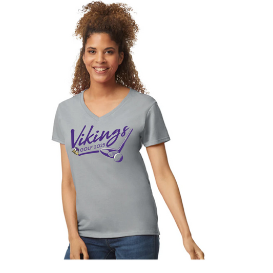 NK Golf Womens Vneck Tshirt - Purple Logo