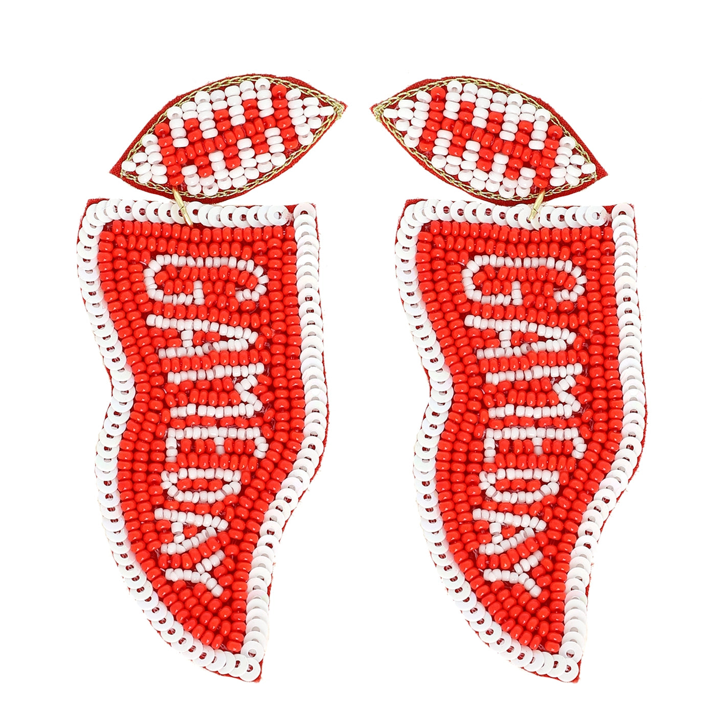 Game Day Letter Beaded Sequins Flag Post Earrings
