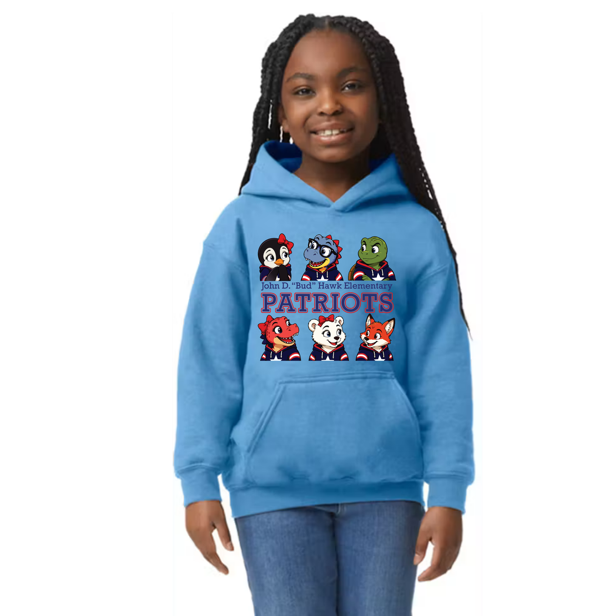 Hawk Elementary - Patriots Buddy Block - Youth Hoodie