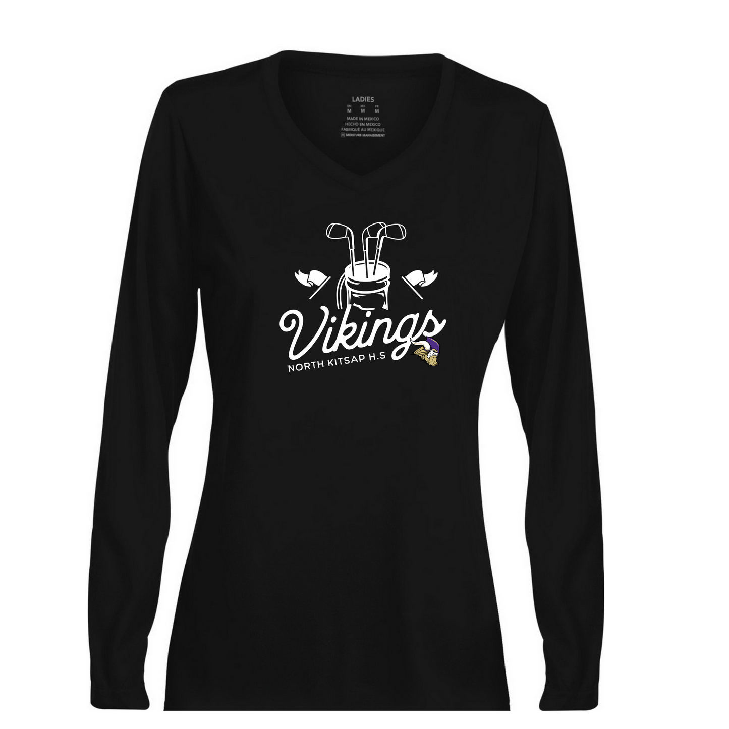 NK Golf V neck Performance long sleeve - White clubs logo
