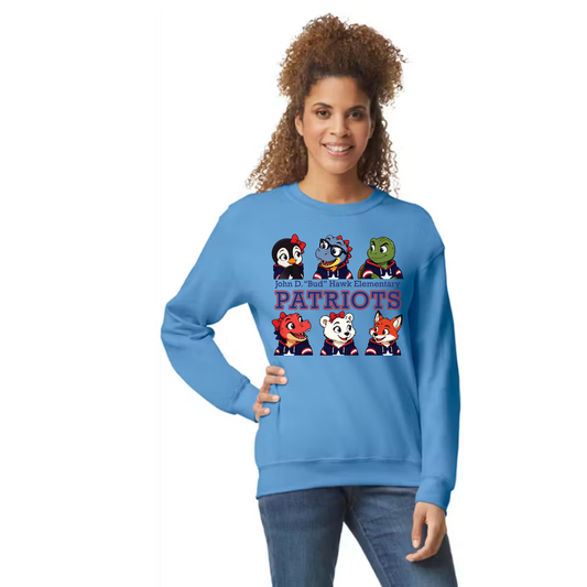 Hawk Elementary - Patriots Buddy Block - Adult Unisex Crewneck