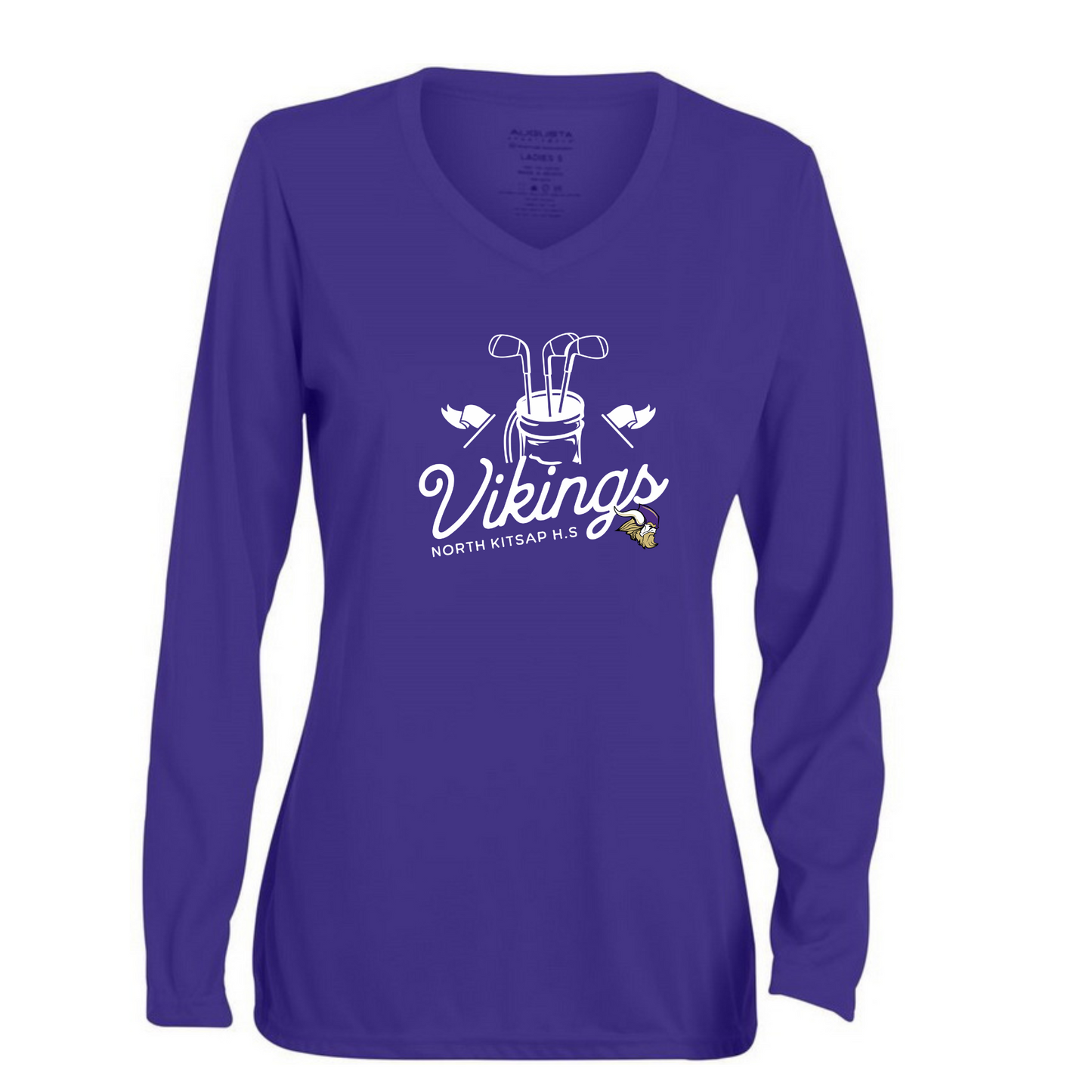 NK Golf V neck Performance long sleeve - White clubs logo