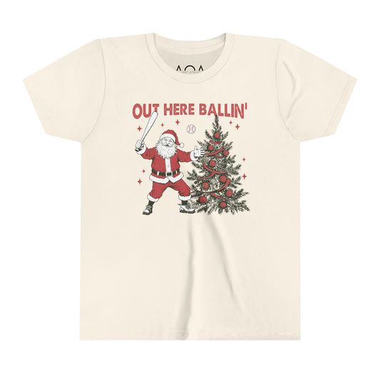 Youth Out Here Ballin' Baseball Christmas Tee