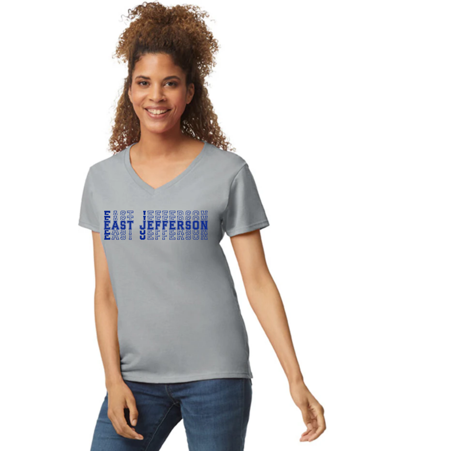 EJLL VNeck T-shirt - stack logo -Womens