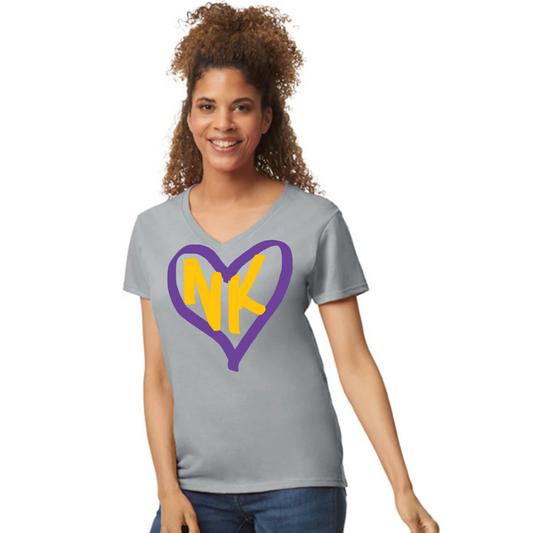 NK Cares Heart - Womens V Neck T-shirt