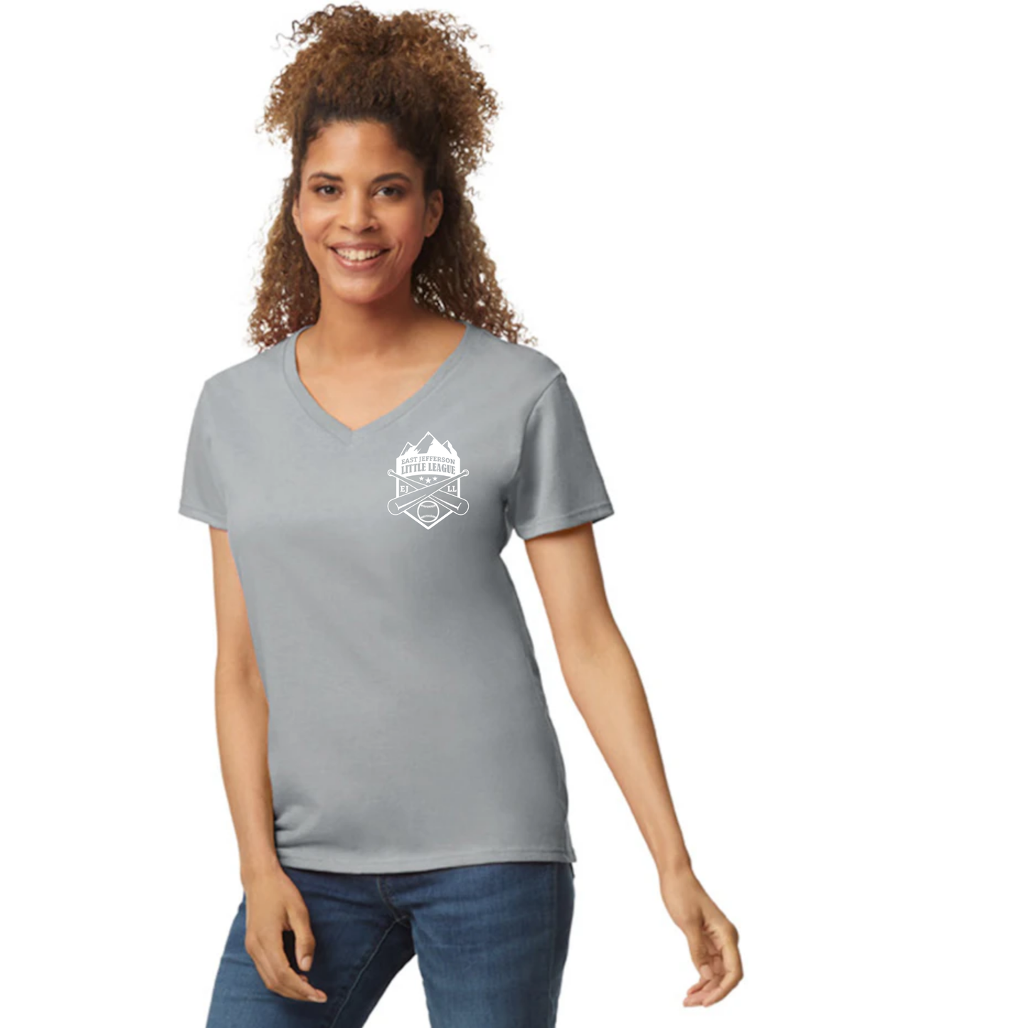 EJLL VNeck T-shirt - pocket logo -Womens