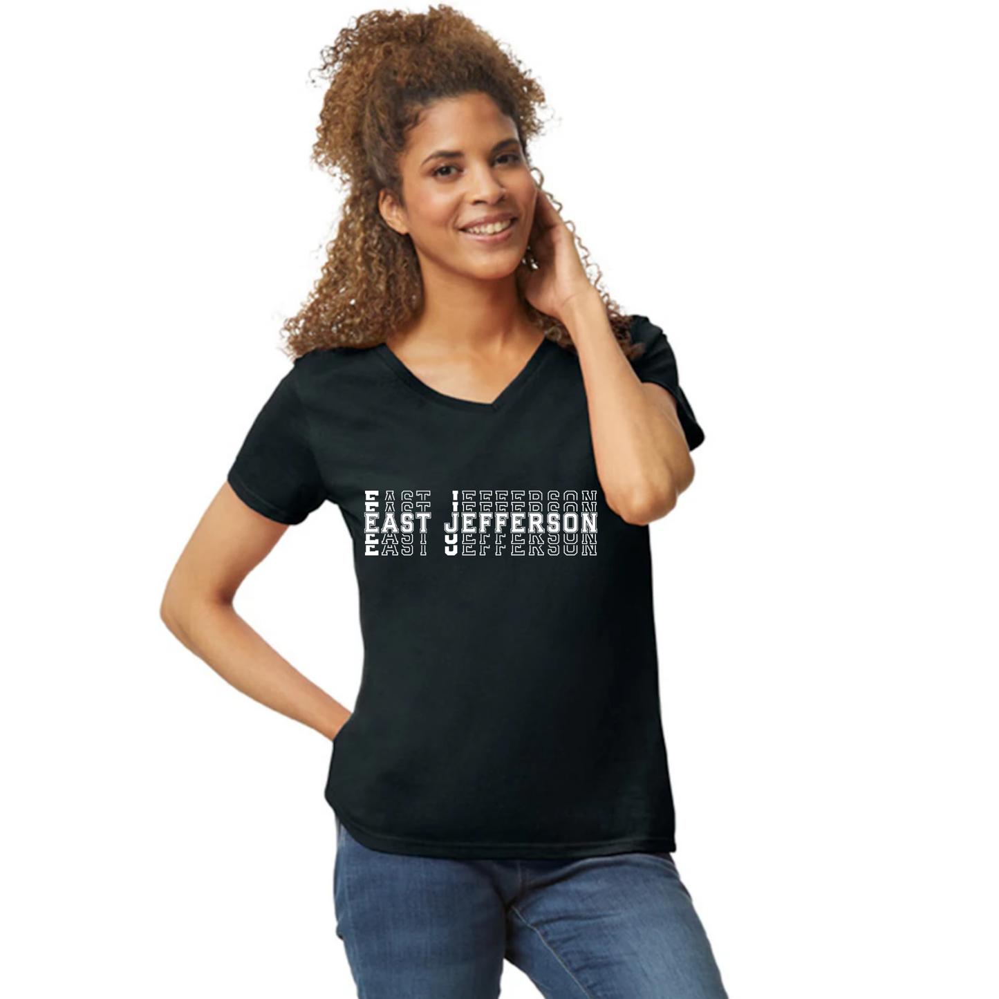 EJLL VNeck T-shirt - stack logo -Womens