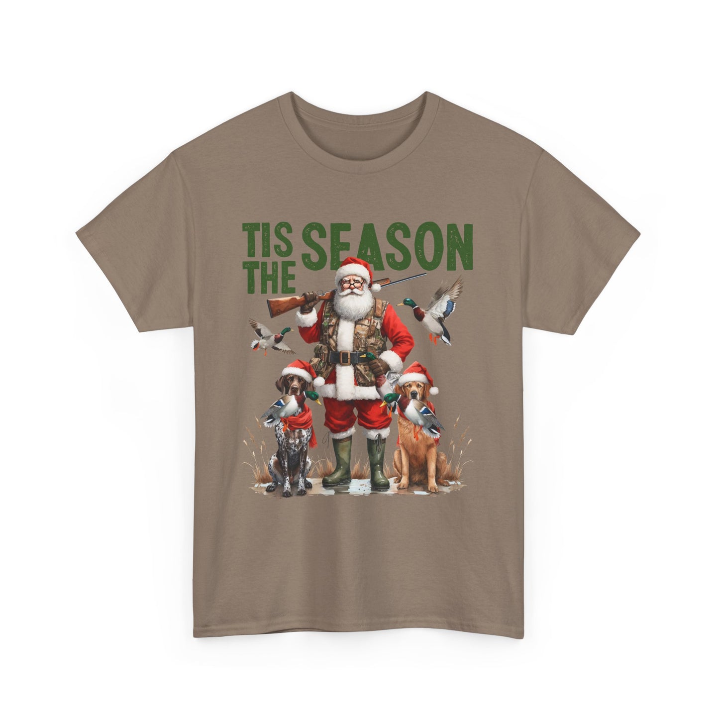 Christmas Hunting Unisex Tee - Festive Santa & Hunting Dogs Design