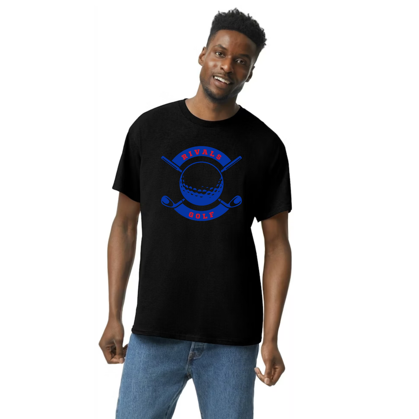 Rivals Golf Tshirt - blue clubs logo unisex