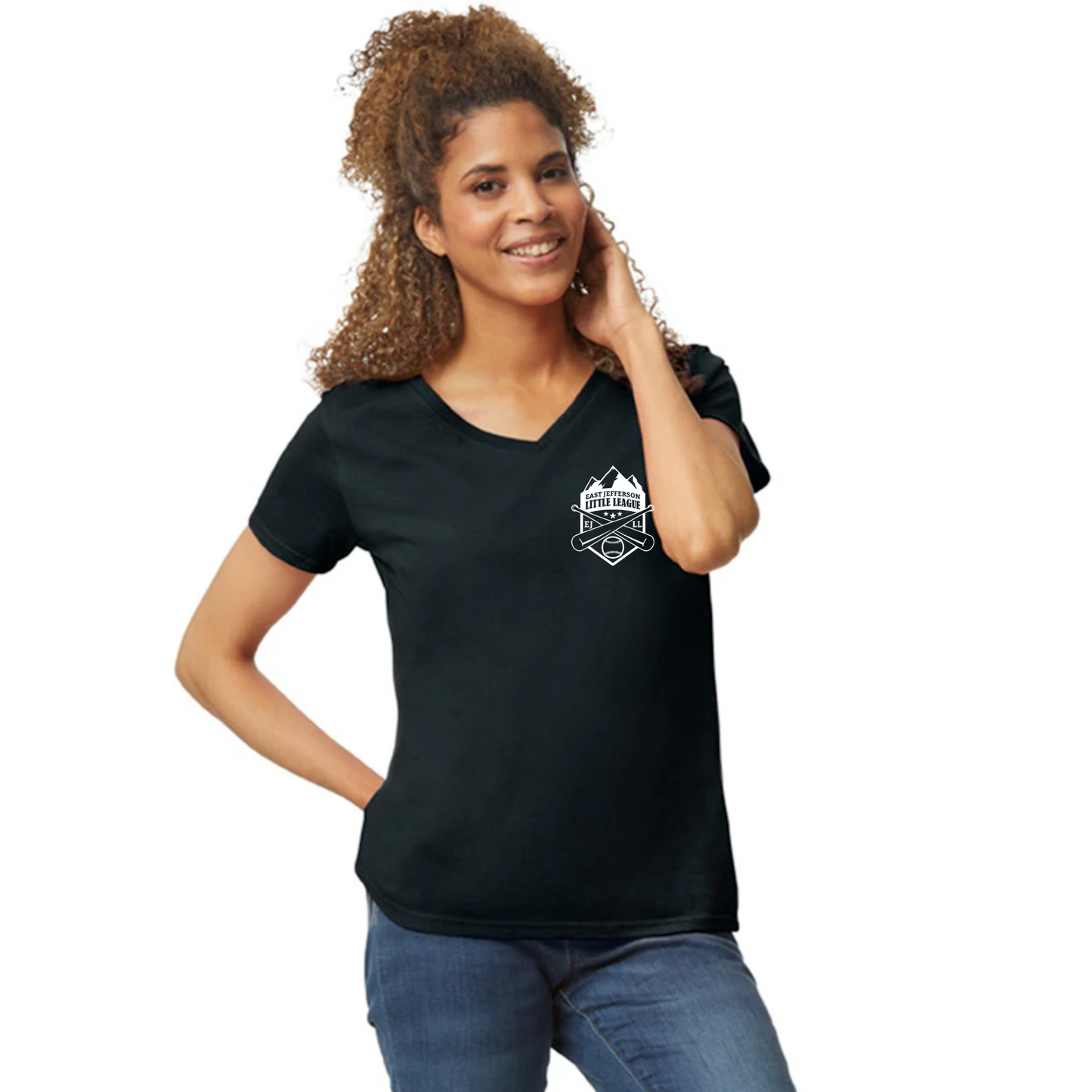 EJLL VNeck T-shirt - pocket logo -Womens