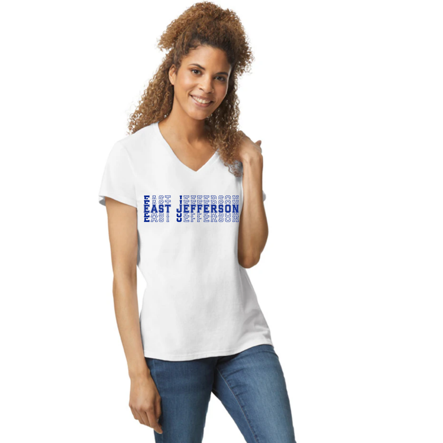 EJLL VNeck T-shirt - stack logo -Womens