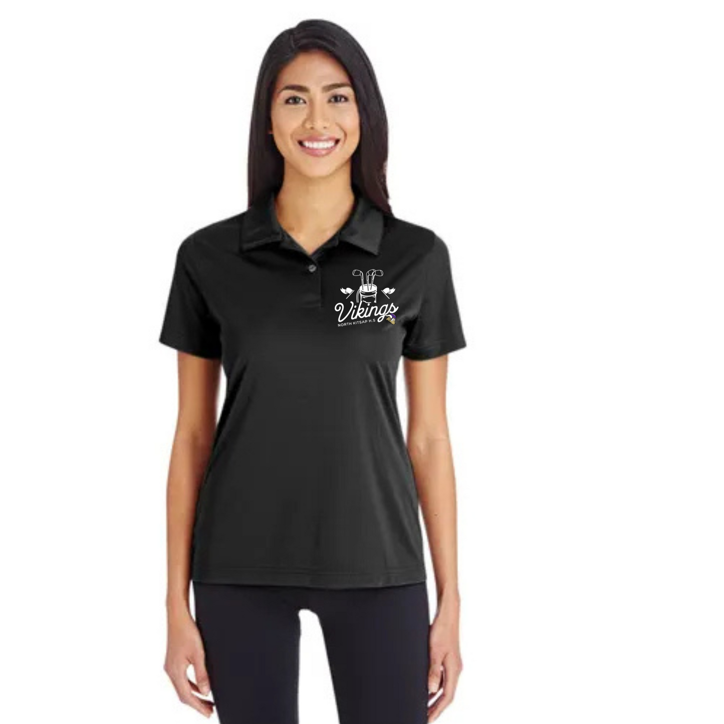 Vikings Golf Polo white clubs logo - Womens