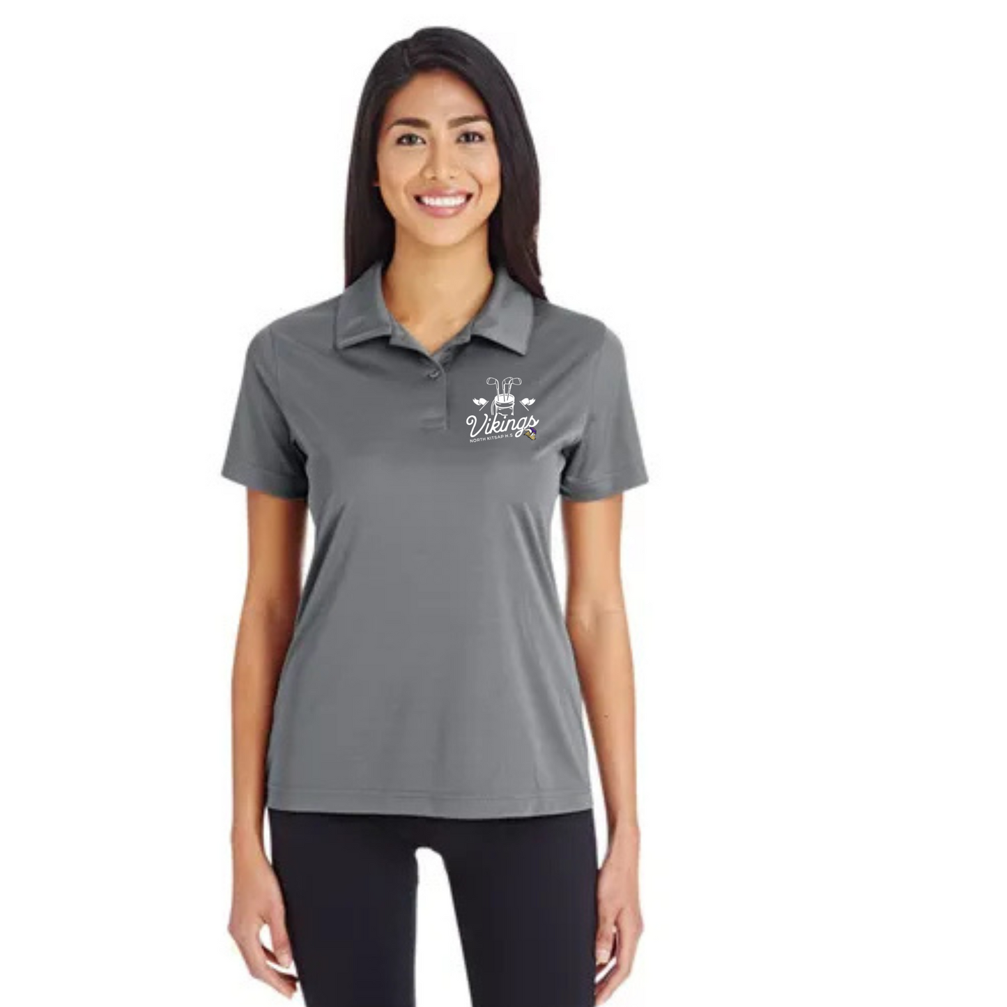 Vikings Golf Polo white clubs logo - Womens
