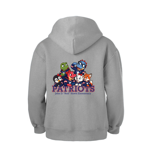 Hawk Elementary - Patriots Buddies - Front/Back - Zip-Up Hoodie Jacket - Youth