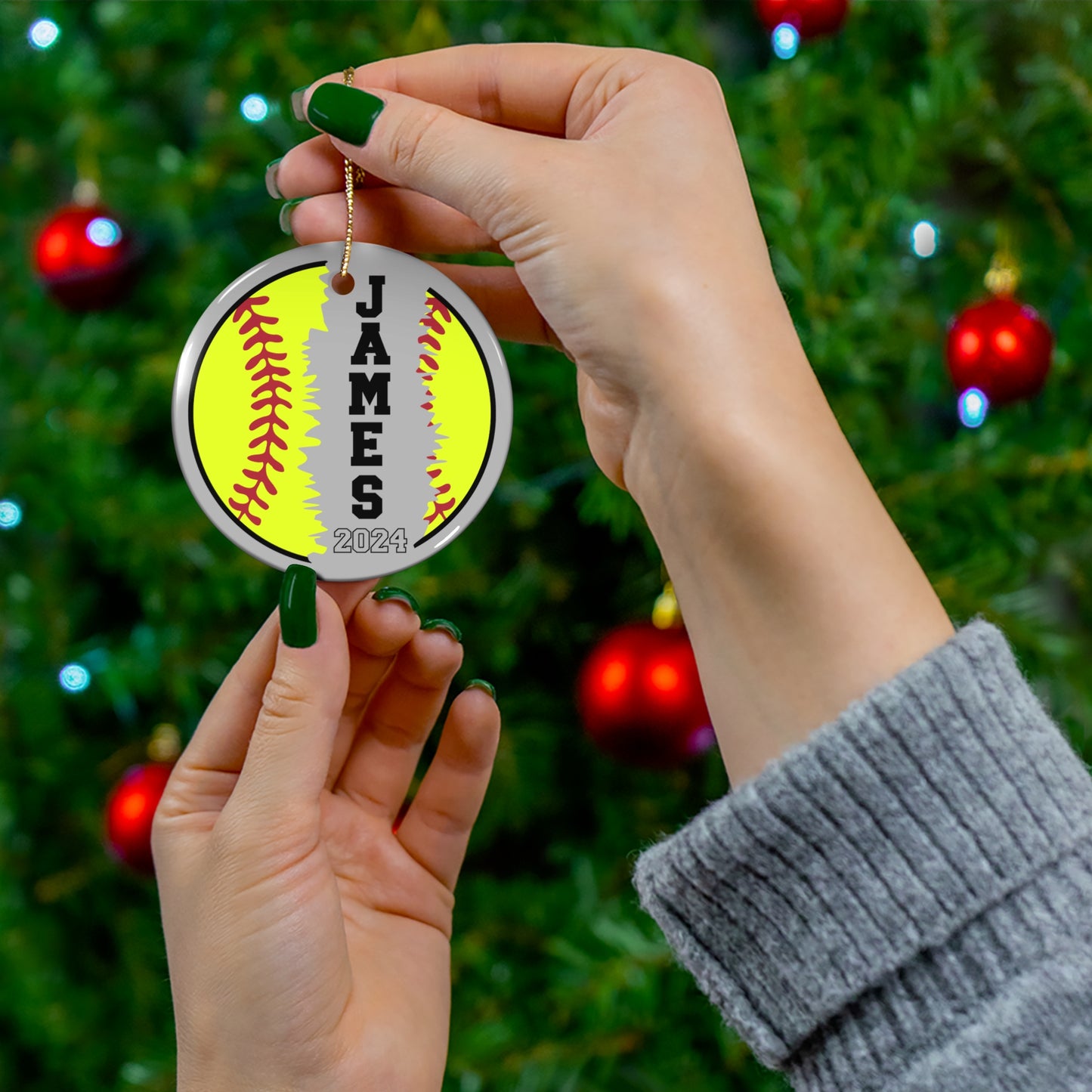 Custom Name Softball Ornament