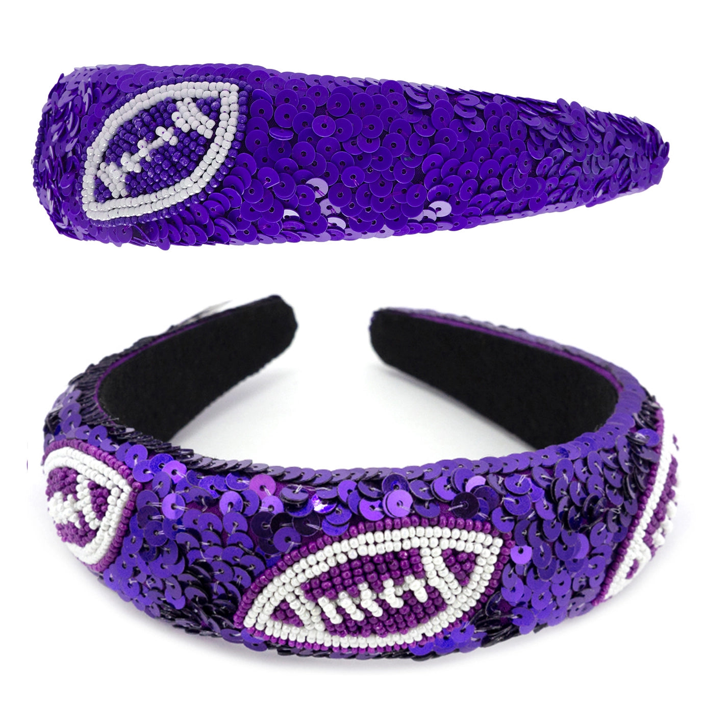 Two-Tone Football Sequins Beaded Headband