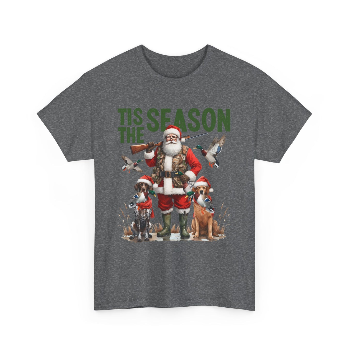 Christmas Hunting Unisex Tee - Festive Santa & Hunting Dogs Design