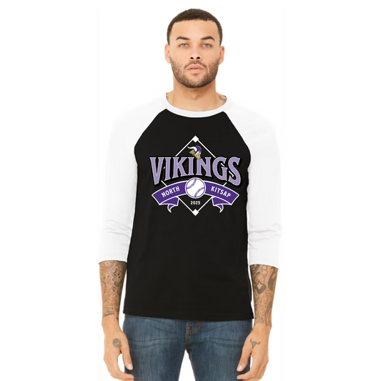 NK baseball diamond logo - Unisex 3/4-Sleeve Baseball T-Shirt