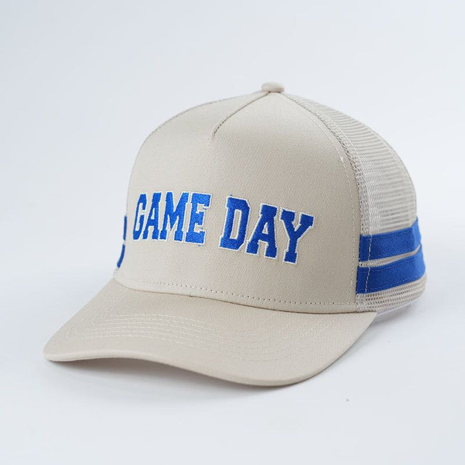 Embroidered Game Day Double Stripe Trucker Hat