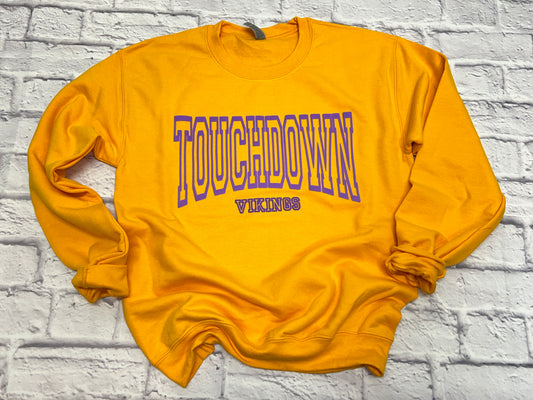 Purple Viking Touchdown Puff Sweatshirt