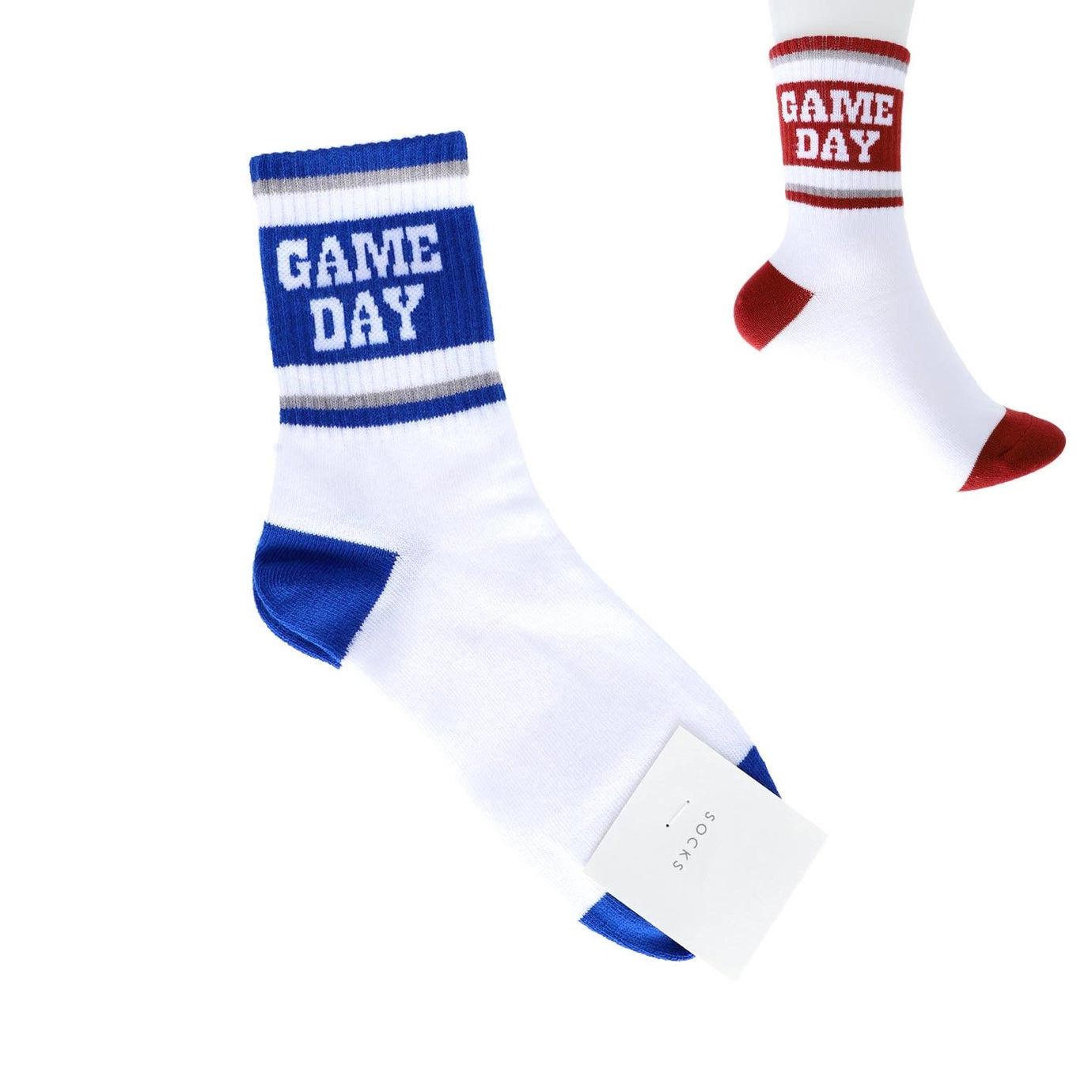 "Game Day" Stripe Cotton Knit Crew Socks