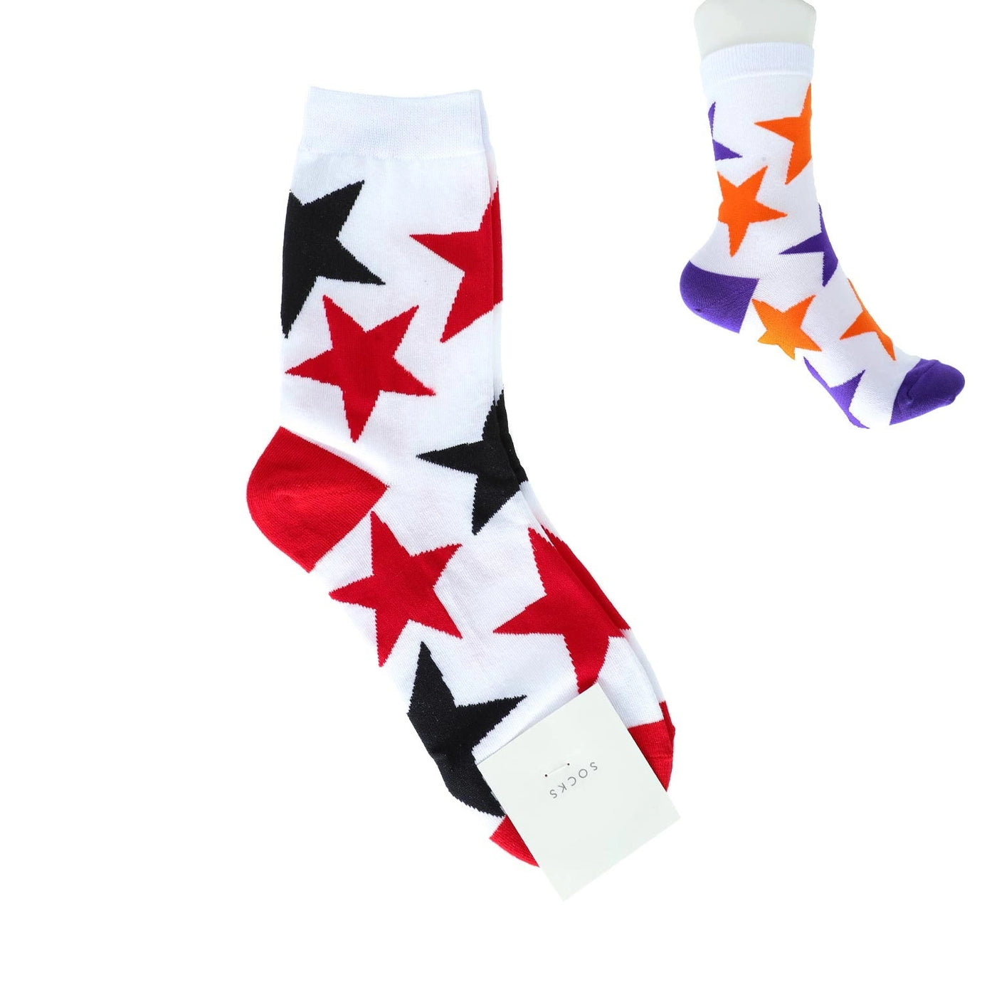 Star Print Cotton Knit Women's Crew Socks
