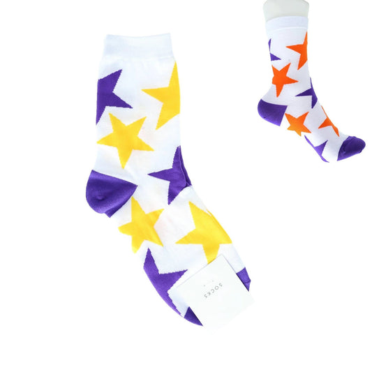 Star Print Cotton Knit Women's Crew Socks