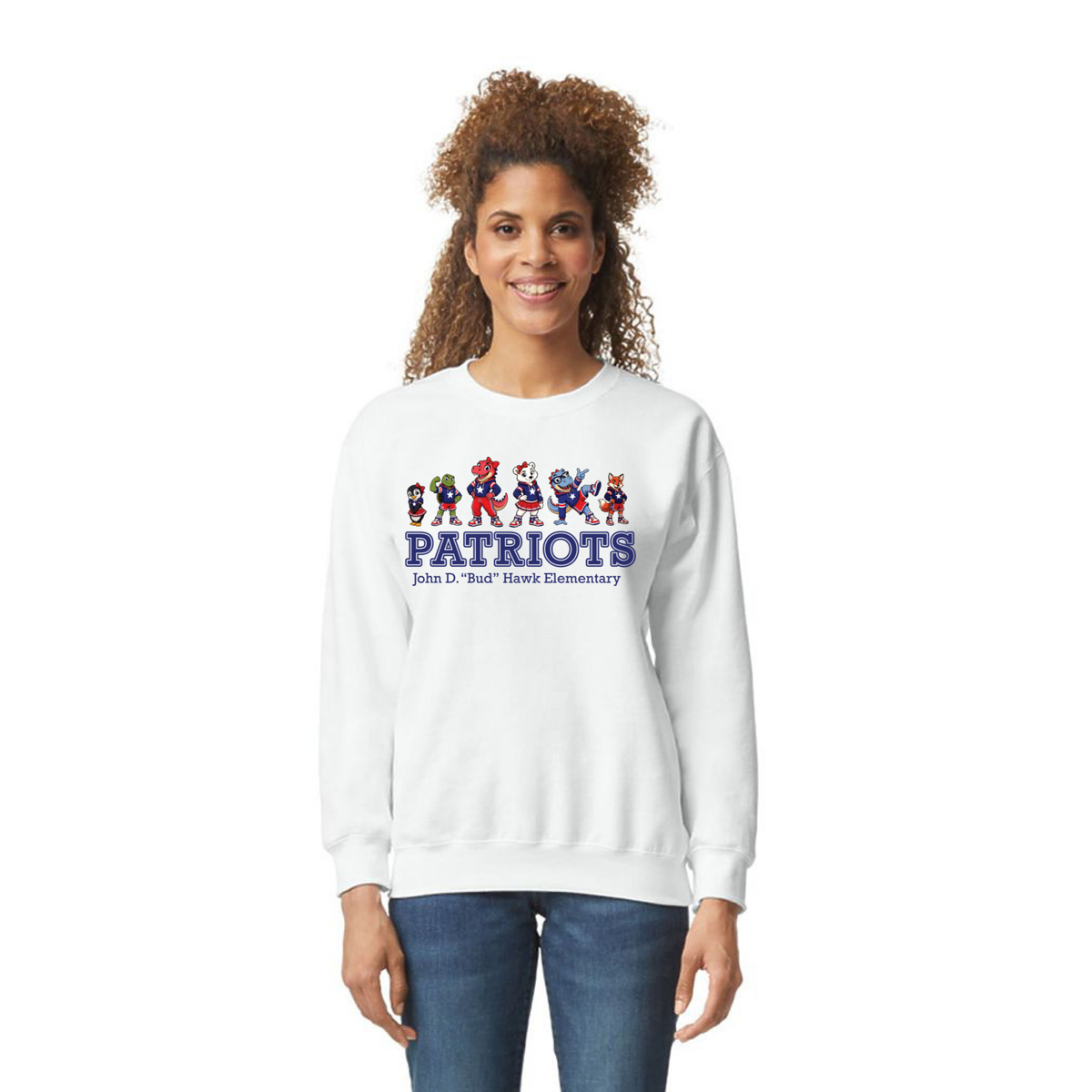 Hawk Elementary - Patriots Buddy Banner - Adult Unisex Crewneck