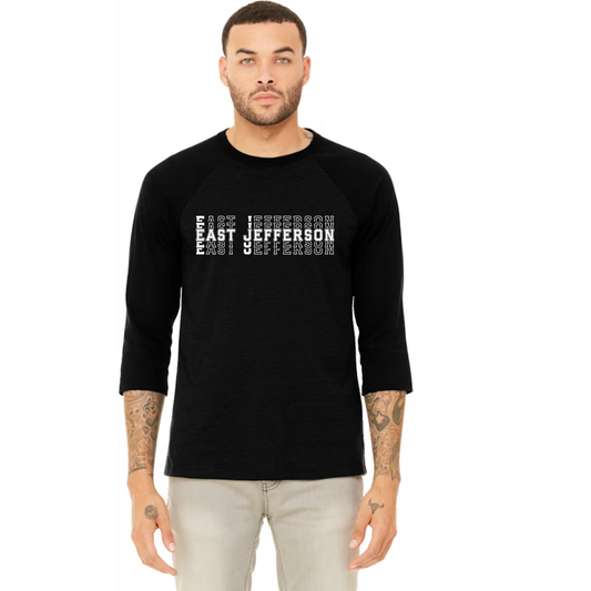 EJLL Stack Logo- Unisex 3/4-Sleeve Baseball T-Shirt