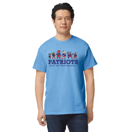 Hawk Elementary - Patriots Banner Logo -  Unisex Adult Tshirt