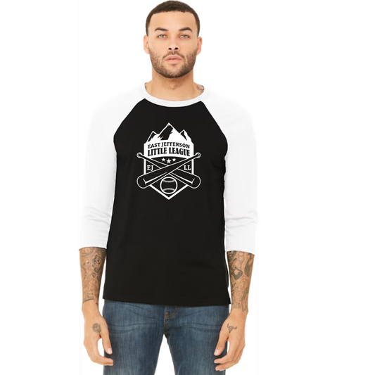 EJLL Team Logo- Unisex 3/4-Sleeve Baseball T-Shirt