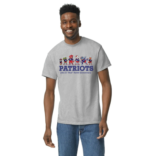 Hawk Elementary - Patriots Banner Logo -  Unisex Adult Tshirt