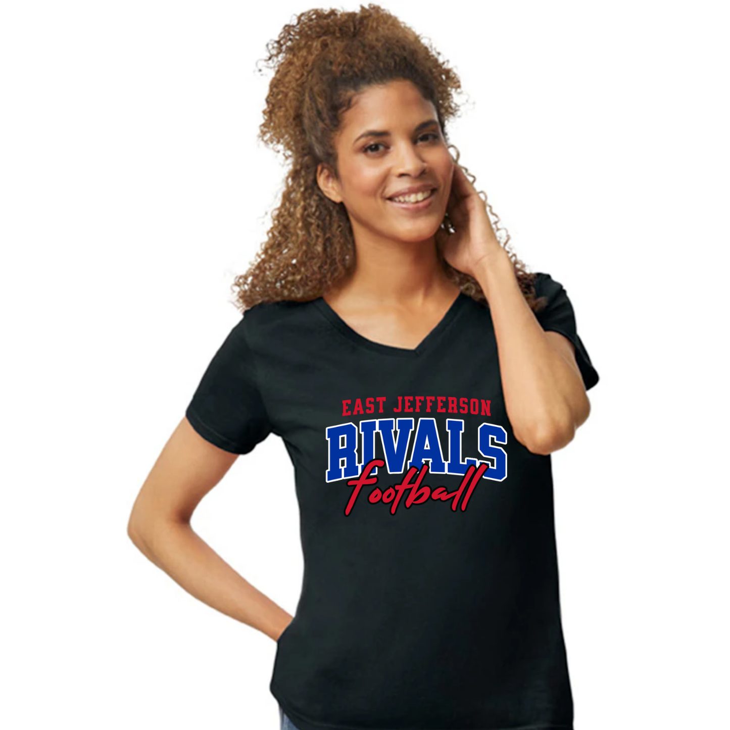 EJ Rivals Womens V neck Tshirt - Fall Sports