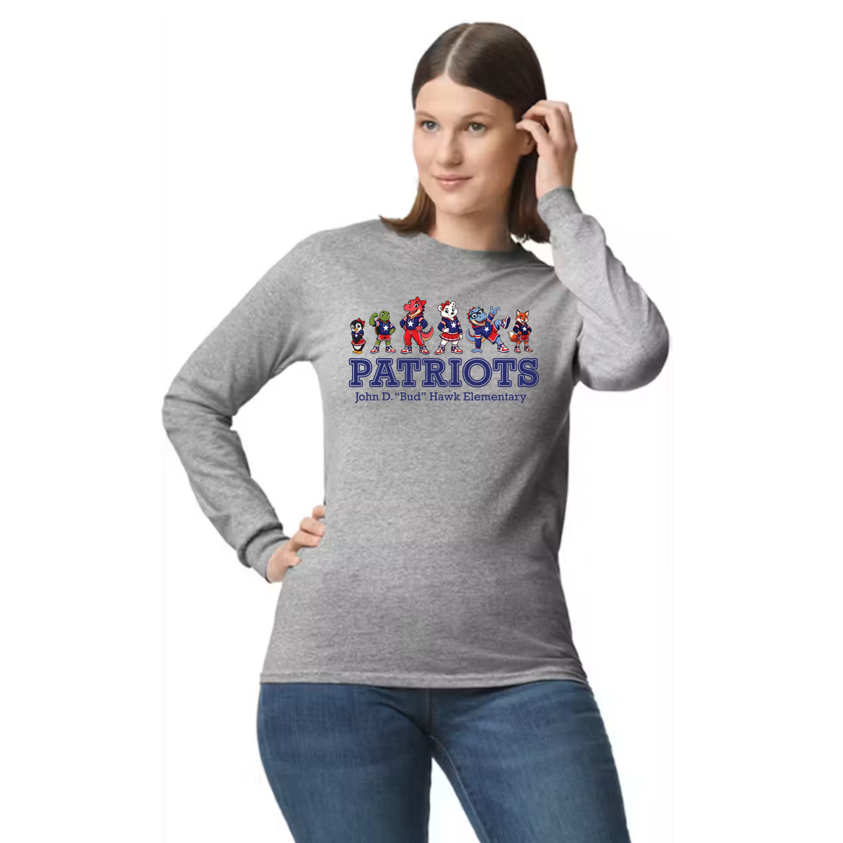 Hawk Elementary - Patriots Buddies Banner -  Long Sleeve Tshirt