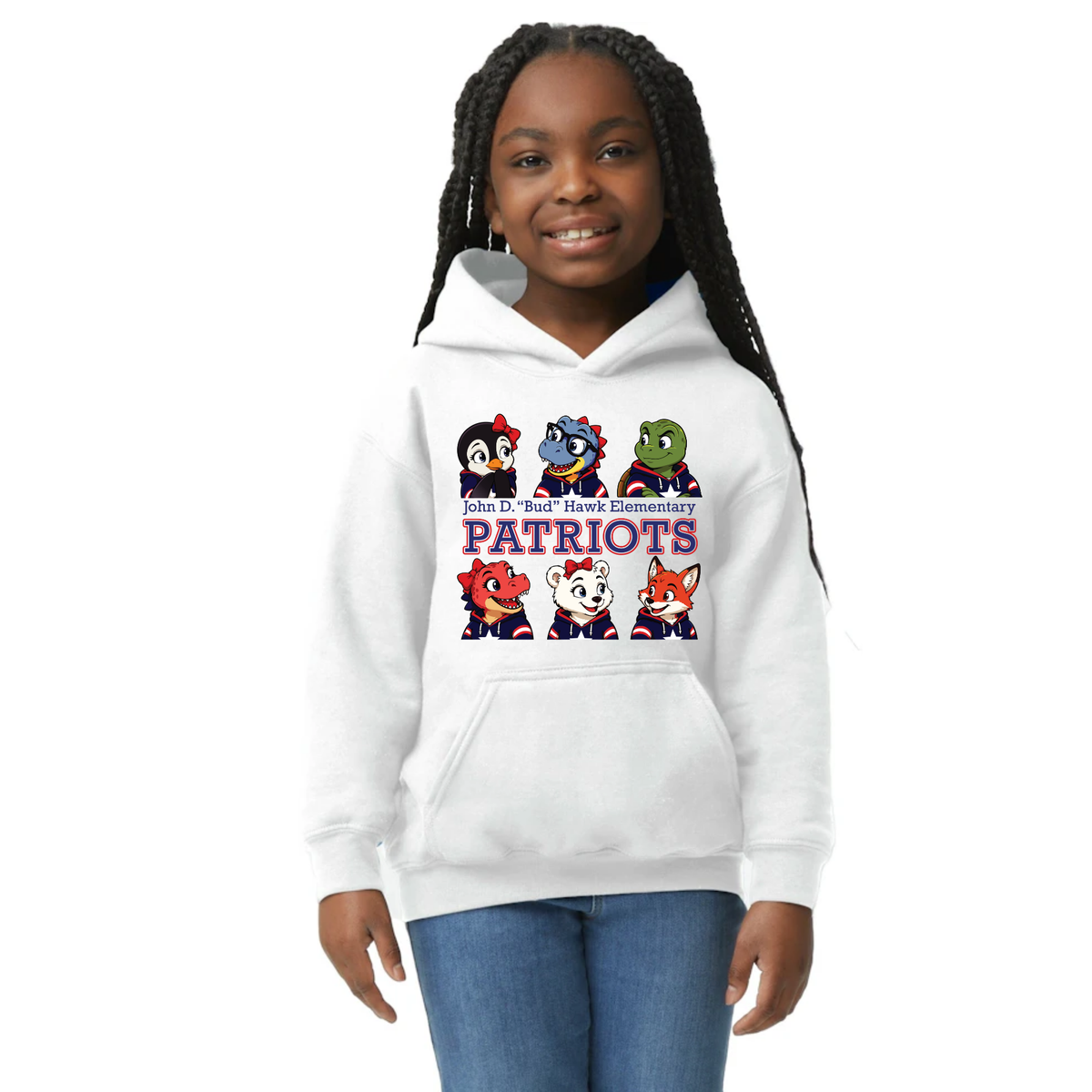 Hawk Elementary - Patriots Buddy Block - Youth Hoodie
