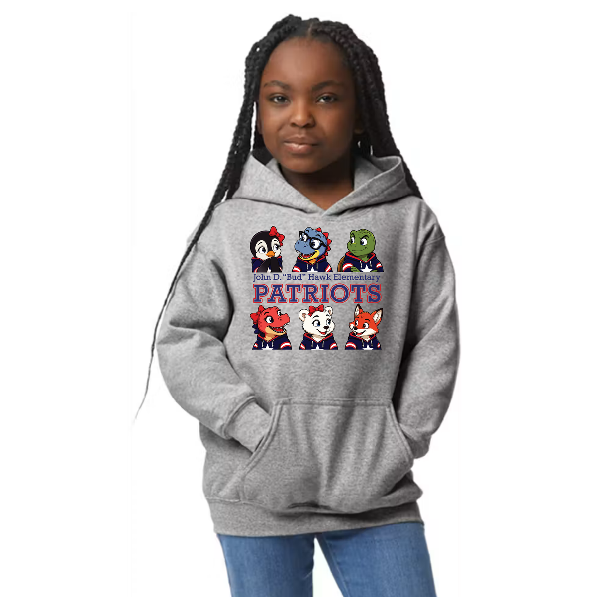 Hawk Elementary - Patriots Buddy Block - Youth Hoodie
