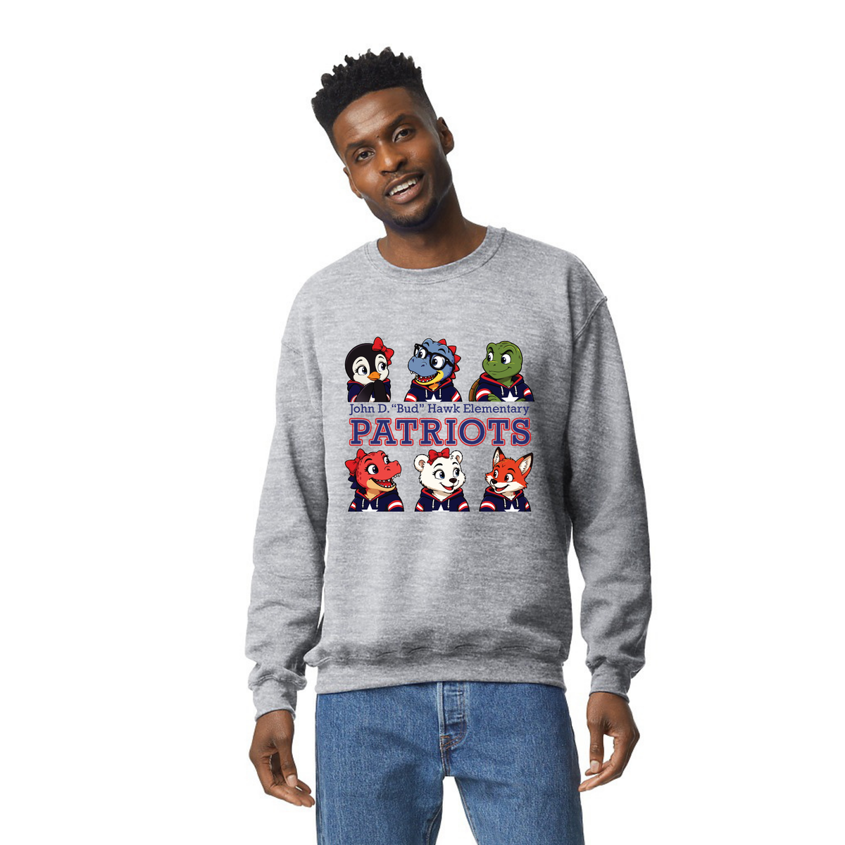 Hawk Elementary - Patriots Buddy Block - Adult Unisex Crewneck