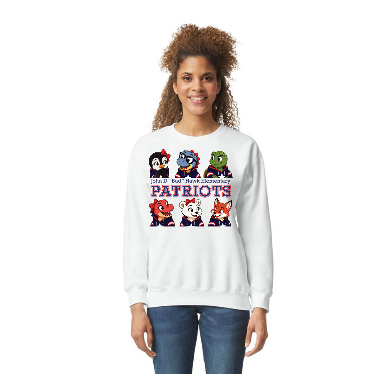 Hawk Elementary - Patriots Buddy Block - Adult Unisex Crewneck