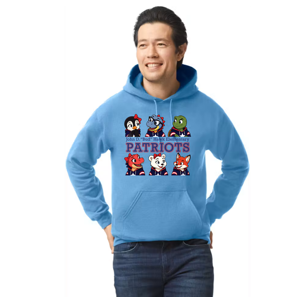 Hawk Elementary - Patriots Buddy Block -  Adult Unisex Hoodie