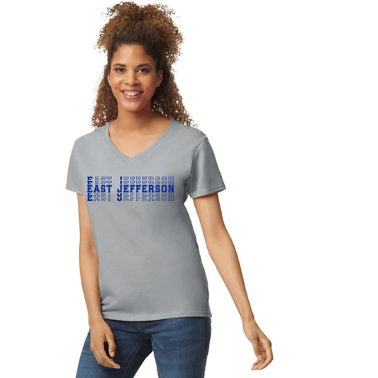 EJLL VNeck T-shirt - stack logo -Womens